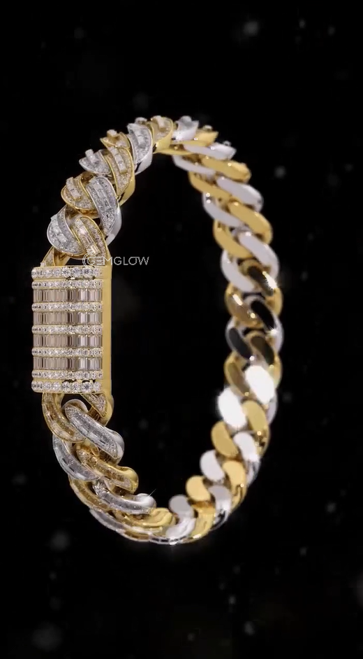 Two-Tone Yellow Gold Cuban Link Bracelet