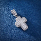 Moissanite Cross Pendant with Round Stones