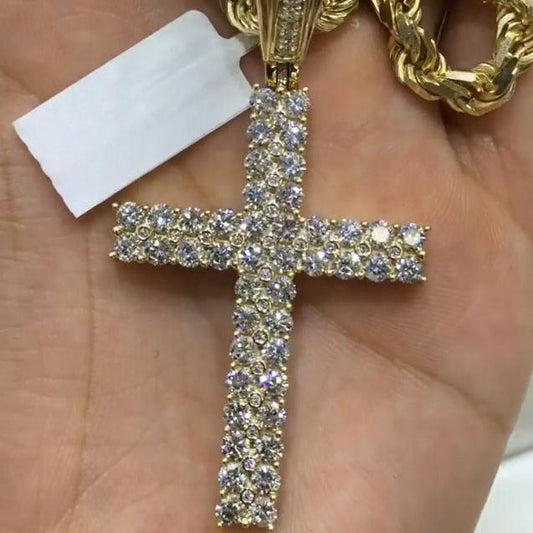 Hip Hop Cross Pendant with Round Diamonds