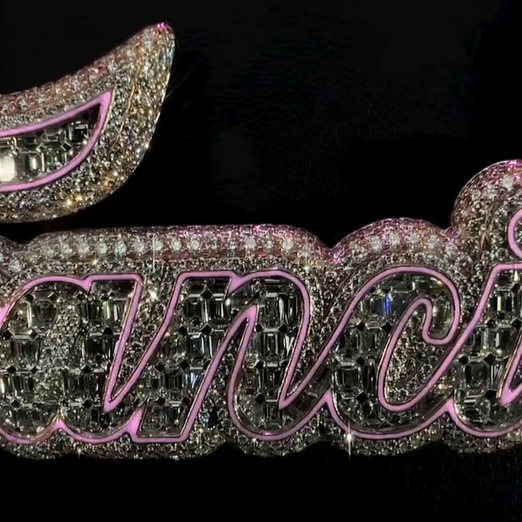 Dual Tone Hip Hop Pendant with Iced Stones