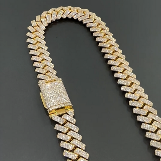 18mm Iced Round Moissanite Cuban Chain