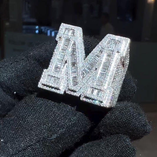 Iced Out VVS Moissanite M Letter Ring