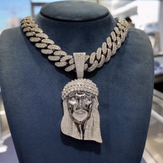 Hip Hop Jesus Pendant in Moissanite Bling