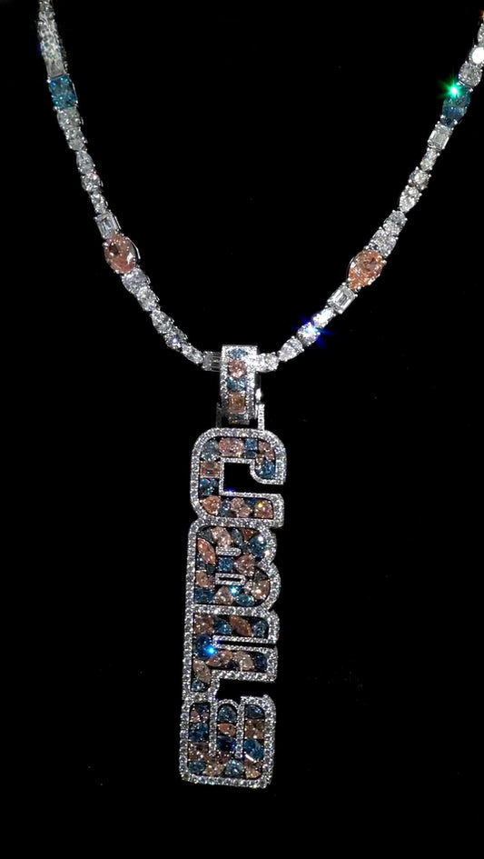 Fully iced Out letter pendant with sparkling initials