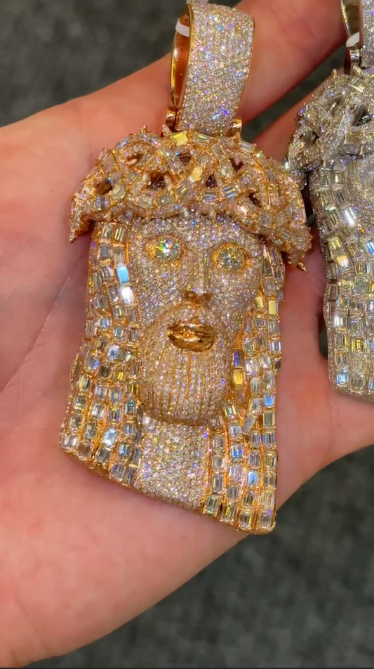 Round/baguette Cut Jesus Pendant