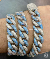 Iced 14mm Cuban Link Chain, Blue Accents