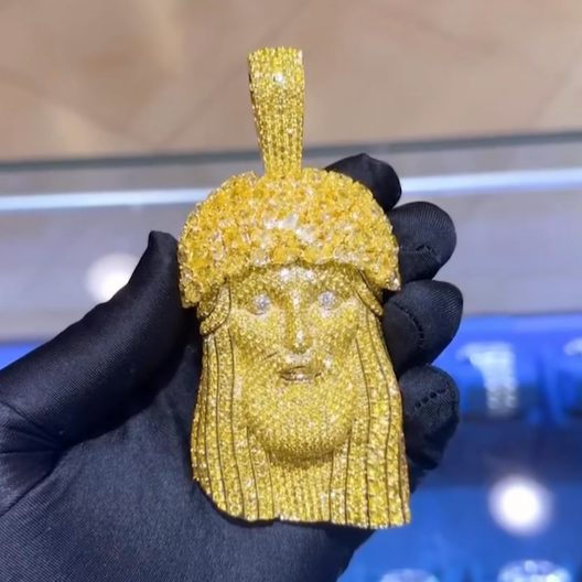 Hip Hop CZ Diamond Jesus Face Pendant Bling