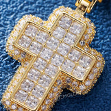 Moissanite Cross Pendant with Round Stones