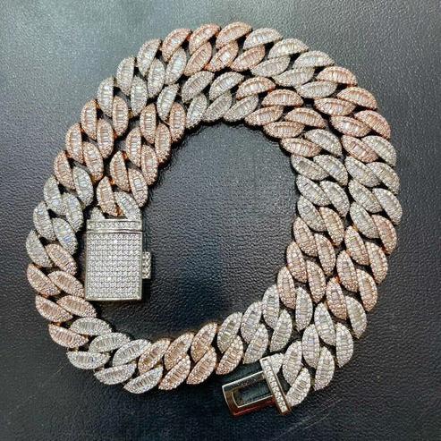Iced Out Two-Tone Cuban Link Chain 15mm