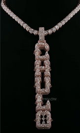 Custom Fully Iced Vertical Letter Pendant