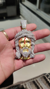 Icy Diamond Jesus Face Necklace