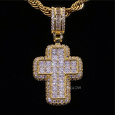 Moissanite Cross Pendant with Round Stones