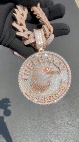 Custom Eagle Pendant with Iced Letter Design