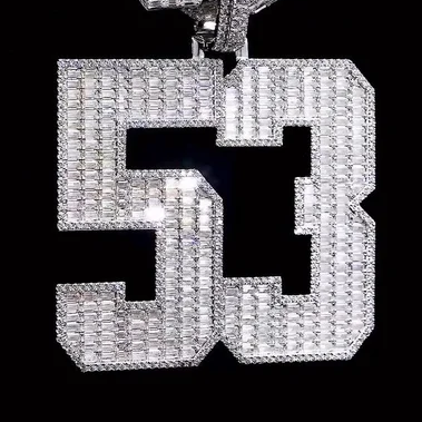 Number 53 Pendant with Round and Baguette Cuts