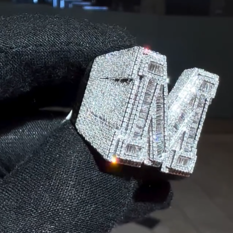 Iced Out VVS Moissanite M Letter Ring