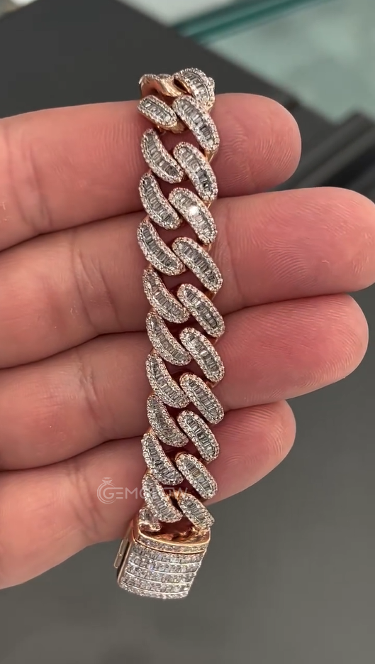 Baguette Diamond Miami Cuban Chain Bracelet