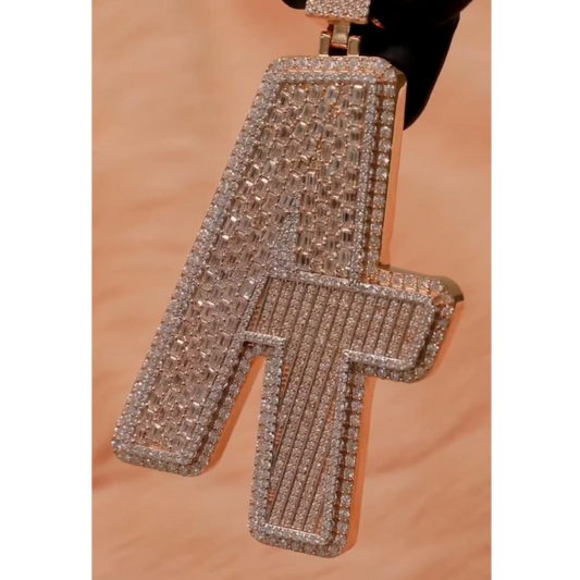 Silver Hip Hop Letter Pendant with Diamonds