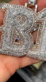 Fully Iced Out Moissanite Letter Pendant