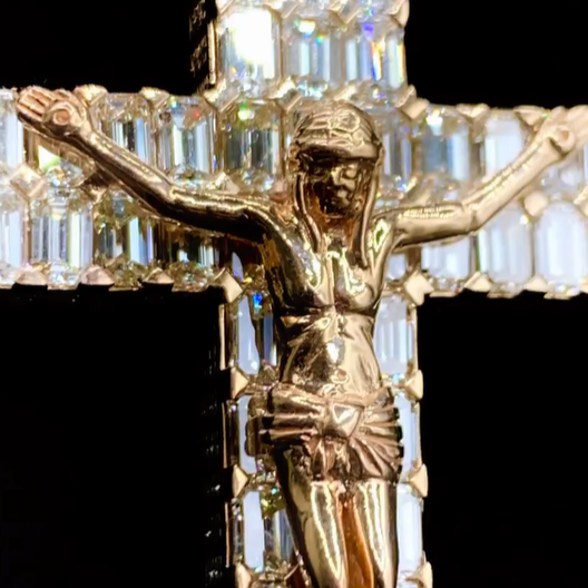 Jesus Cross Pendant in Silver with Diamonds