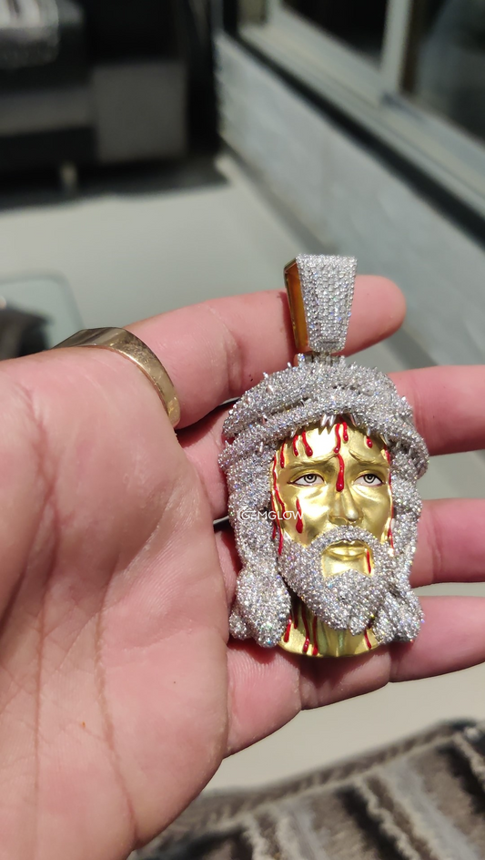 Icy Diamond Jesus Face Necklace