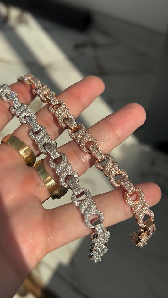 Box clasp on 10mm iced bracelet, secure and fully iced with matching diamond finish