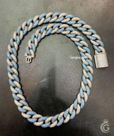Iced 14mm Cuban Link Chain, Blue Accents