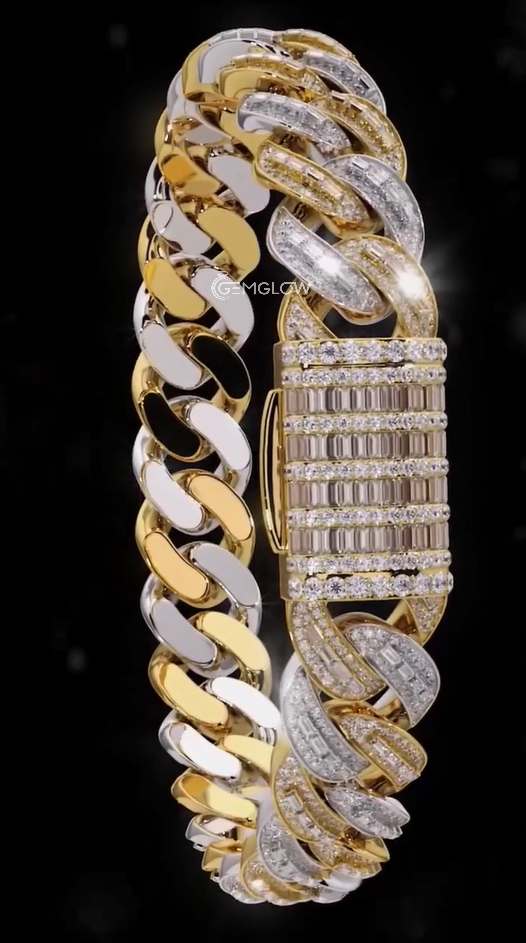 Two-Tone Yellow Gold Cuban Link Bracelet