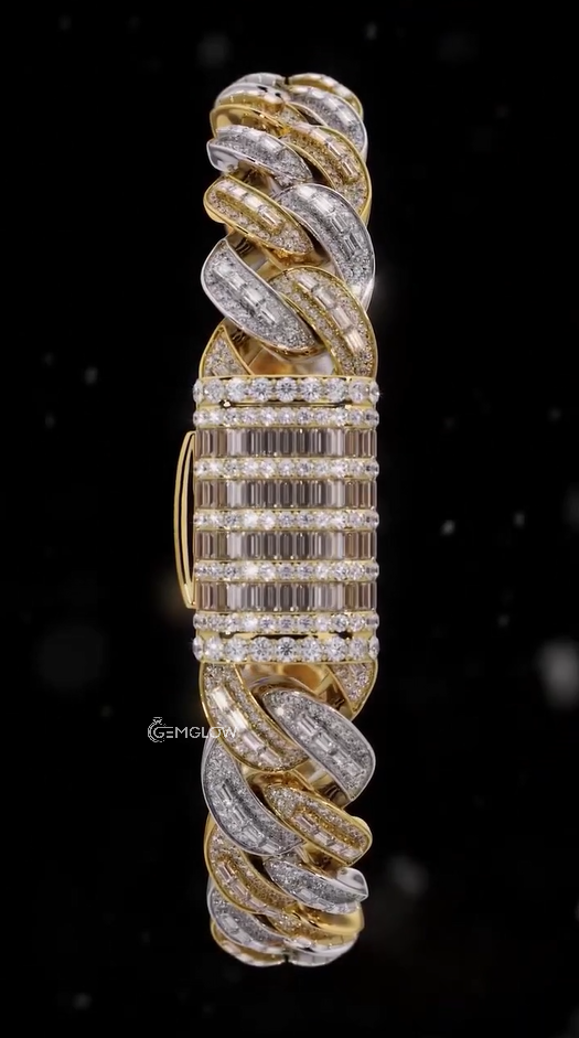 Two-Tone Yellow Gold Cuban Link Bracelet