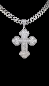 Iced Out 3D moissanite Cross Pendant Necklace,