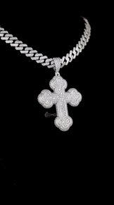 Iced Out 3D moissanite Cross Pendant Necklace,