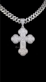 Iced Out 3D moissanite Cross Pendant Necklace,