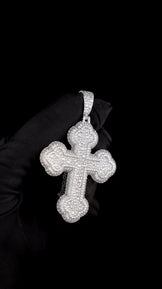 Iced Out 3D moissanite Cross Pendant Necklace,