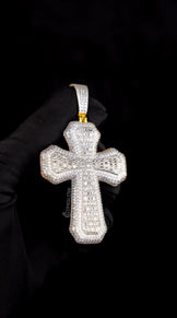 Iced Out Cross Pendant With Cuban Link Chain