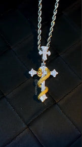 Iced Out Snake Cross Pendant
