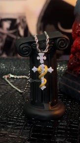 Iced Out Snake Cross Pendant