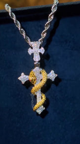 Iced Out Snake Cross Pendant