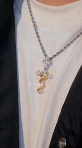 Iced Out Snake Cross Pendant