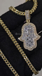 Hip Hop Ice Out Hamsa Pendant
