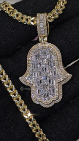 Hip Hop Ice Out Hamsa Pendant