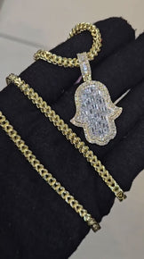 Hip Hop Ice Out Hamsa Pendant
