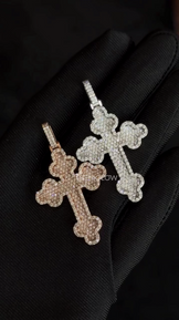 Iced Out 3D Cloud Round Diamond Cross Pendant
