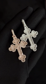 Iced Out 3D Cloud Round Diamond Cross Pendant