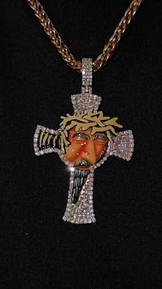 Iced Out Cross Jesus Face Pendant