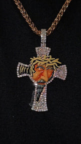 Iced Out Cross Jesus Face Pendant