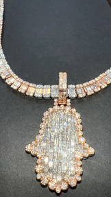 Iced Out Diamond Hamsa Hand Pendant
