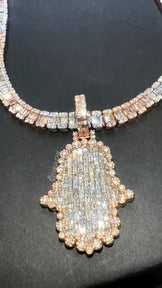 Iced Out Diamond Hamsa Hand Pendant