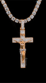 Iced Out Crucifix Jesus Cross Necklace