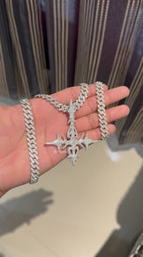 Iced Out Hip Hop Cross Pendant with Cuban Chain