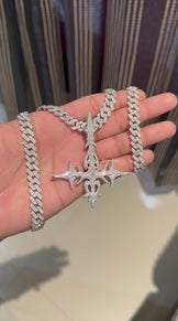 Iced Out Hip Hop Cross Pendant with Cuban Chain