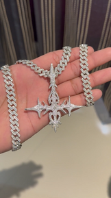 Iced Out Hip Hop Cross Pendant with Cuban Chain